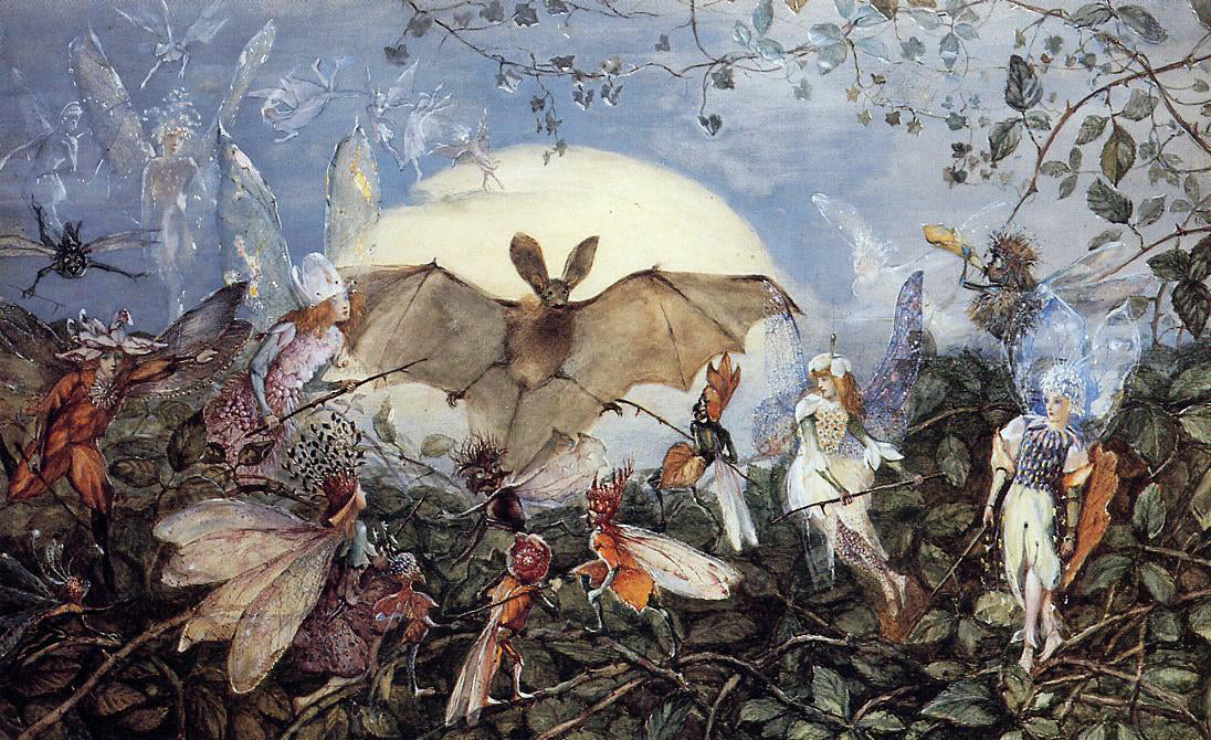  John Christian Fitzgerald Fairy Hordes Attacking a Bat - Hand Painted Oil Painting