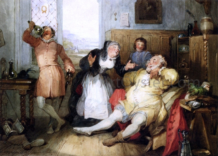  Francis Philip Stephanoff Falstaff and Mistress Quickly from 'The Merry Wives of Windsor' - Hand Painted Oil Painting