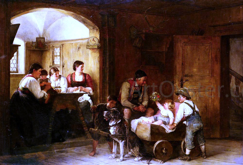  Hugo Engl Familienszene - Hand Painted Oil Painting
