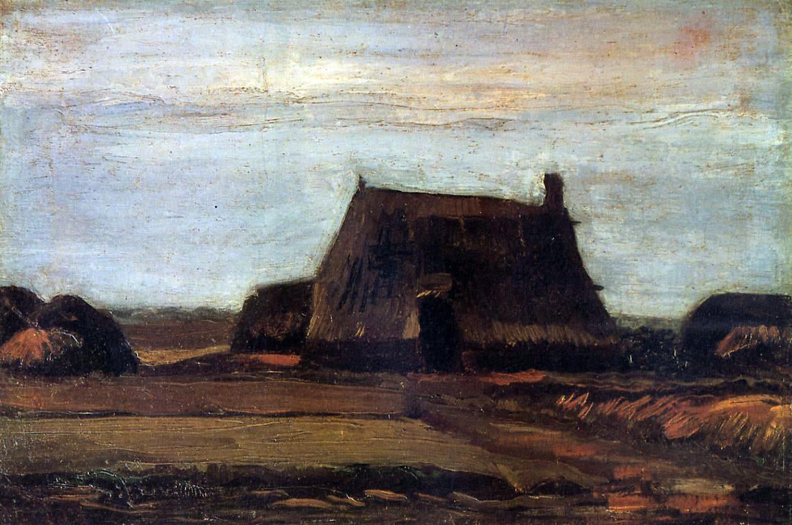  Vincent Van Gogh The Farmhouse with Peat Stacks - Hand Painted Oil Painting