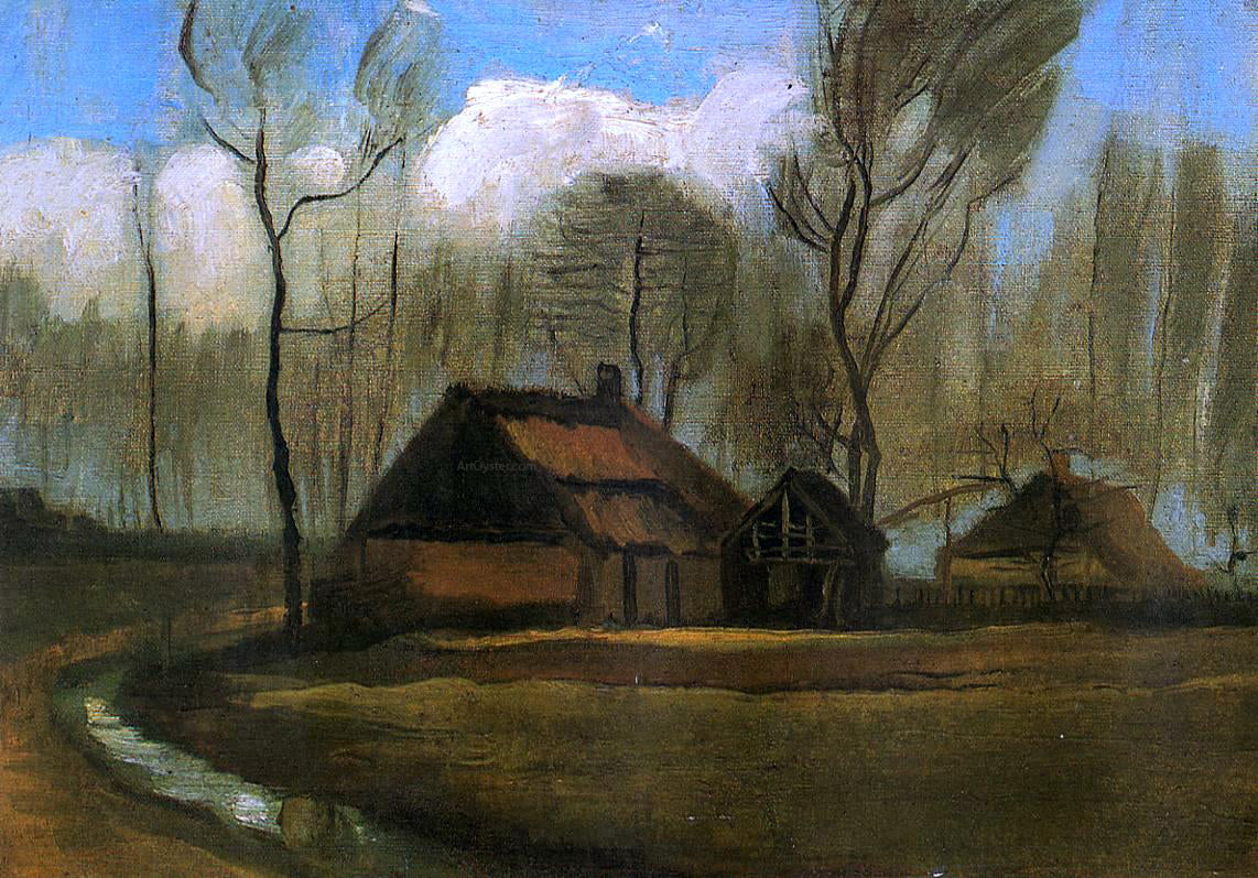  Vincent Van Gogh Farmhouses Among Trees - Hand Painted Oil Painting