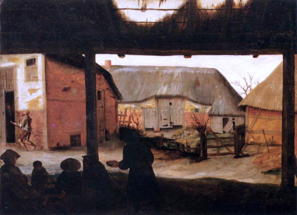  Cornelis Van Dalem Farmyard with a Beggar - Hand Painted Oil Painting