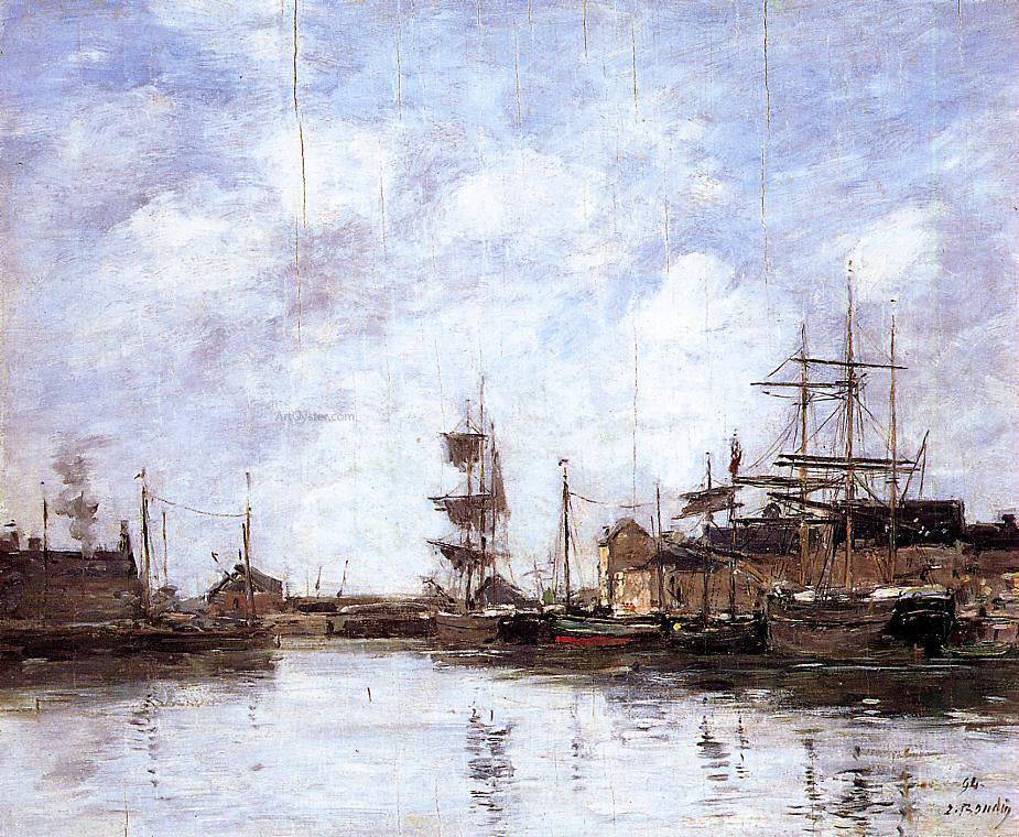  Eugene-Louis Boudin Fecamp, the Inner Harbor - Hand Painted Oil Painting