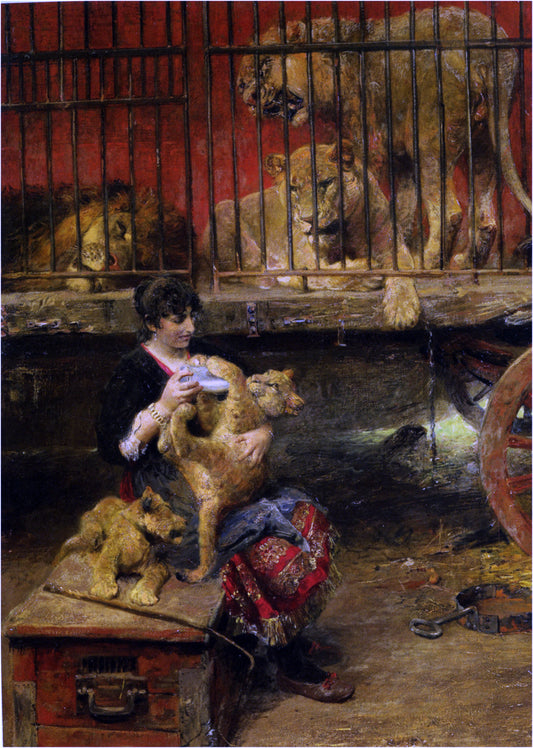  Paul Wilhelm Meyerheim Feeding The Cubs - Hand Painted Oil Painting