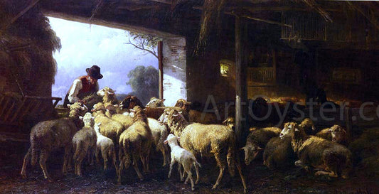  Christian Friedrich Mali Feeding The Sheep - Hand Painted Oil Painting