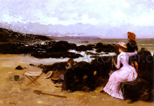  Ernest Ange Duez Femme Et Enfants Sur La Plage - Hand Painted Oil Painting