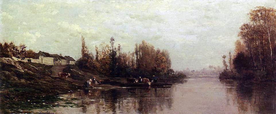  Charles Francois Daubigny Ferry at Glouton - Hand Painted Oil Painting