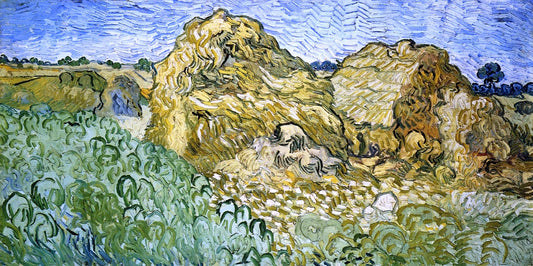  Vincent Van Gogh Field with Stacks of Wheat - Hand Painted Oil Painting