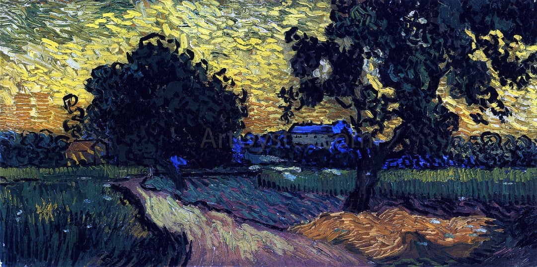  Vincent Van Gogh Field with Trees, the Chateau of Auvers - Hand Painted Oil Painting