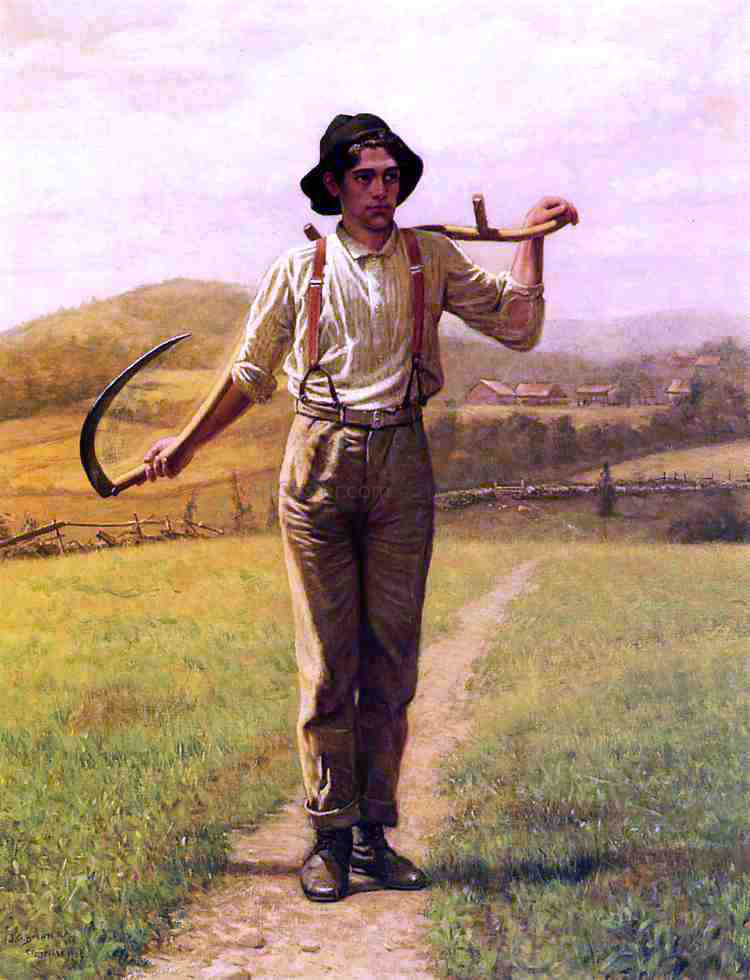  John George Brown Fieldhand with Sythe - Hand Painted Oil Painting