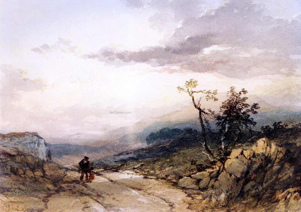  Junior Thomas Miles Richardson Figures On A Country Road Near Ambleside, Westmoreland - Hand Painted Oil Painting
