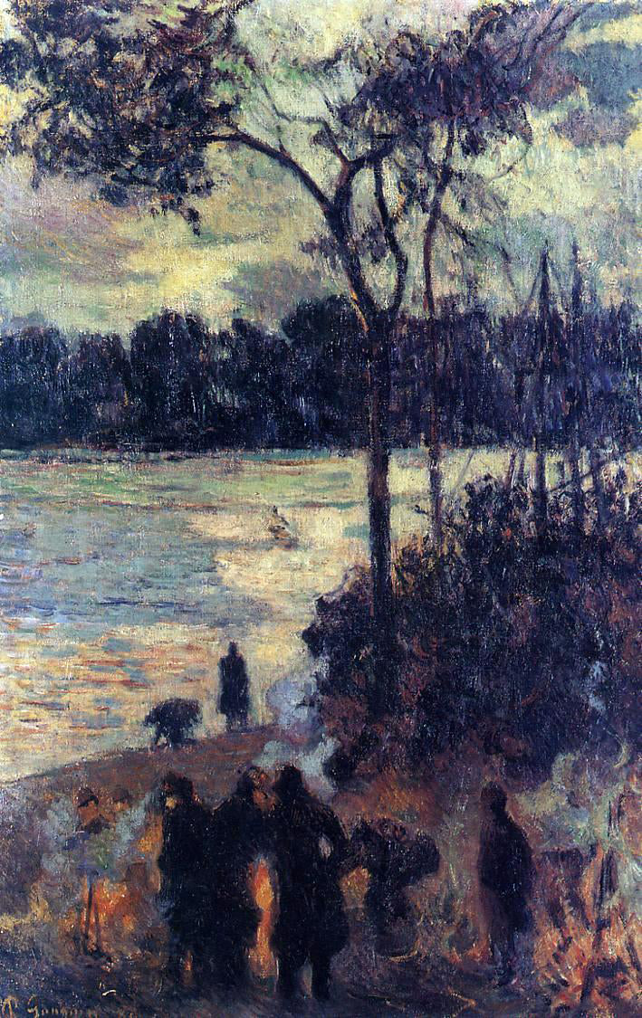  Paul Gauguin Fire by the Water - Hand Painted Oil Painting