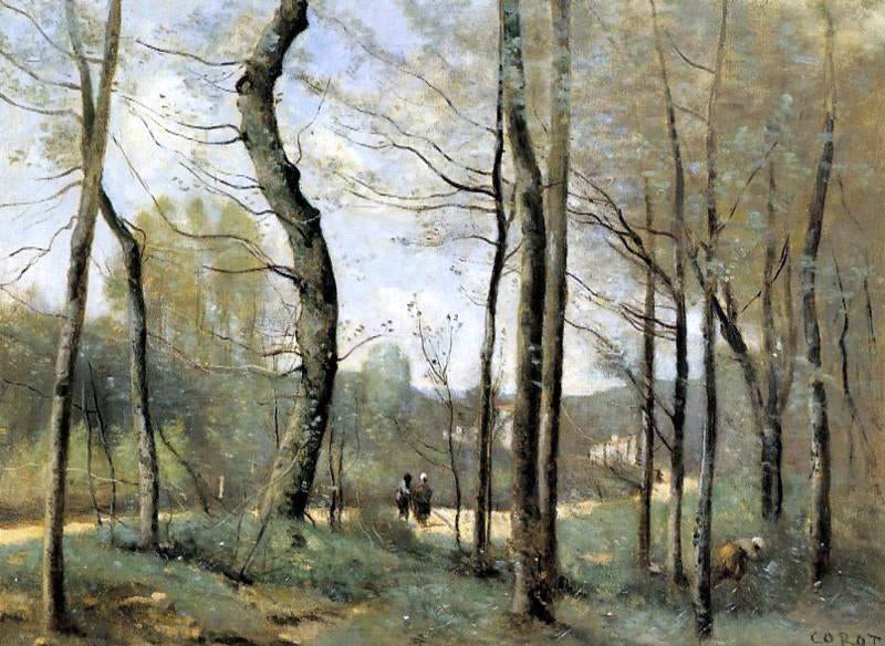  Jean-Baptiste-Camille Corot First Leaves, near Nantes - Hand Painted Oil Painting