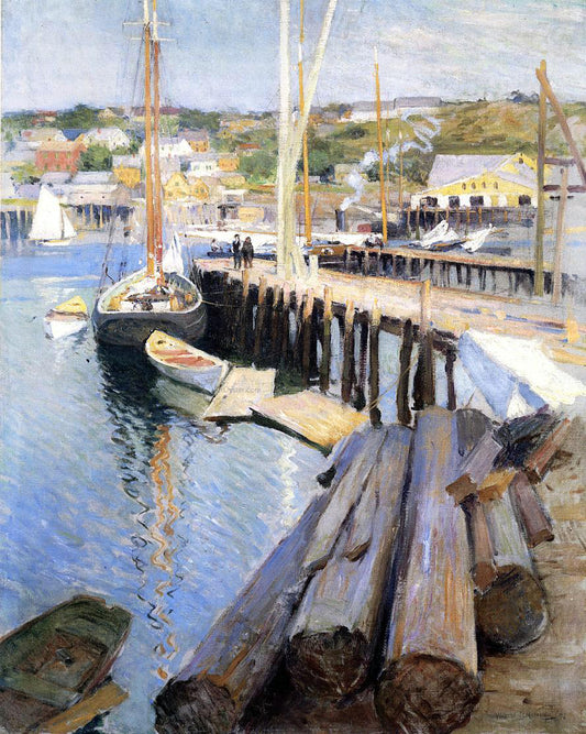  Willard Leroy Metcalf Fish Wharves - Gloucester - Hand Painted Oil Painting