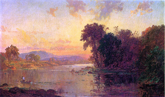  Jasper Francis Cropsey Fisherman in Autumn Landscape - Hand Painted Oil Painting
