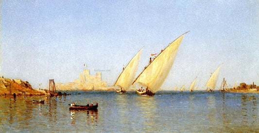  Sanford Robinson Gifford Fishing Boats Coming into Brindisi Harbor - Hand Painted Oil Painting