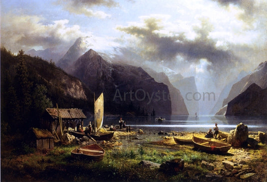  Herman Herzog Fishing Village - Hand Painted Oil Painting