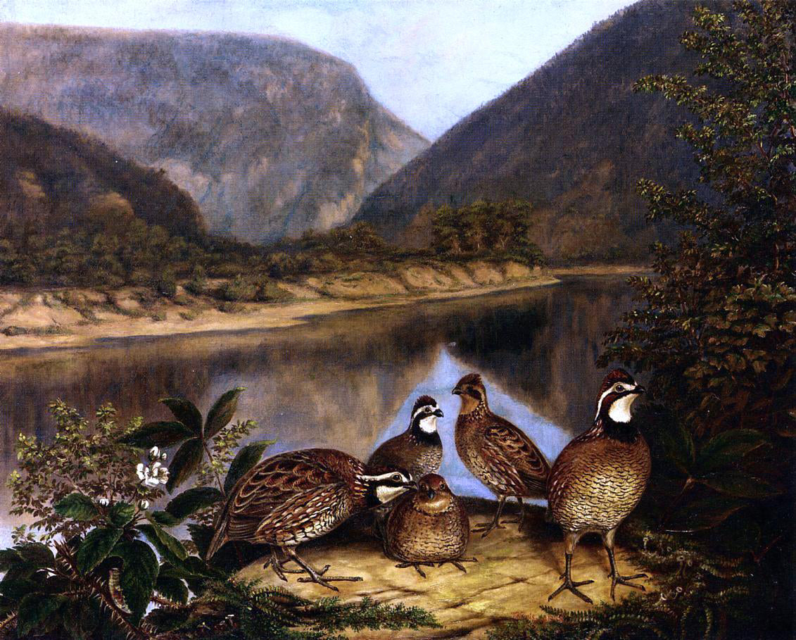  II Titian Ramsey Peale Five Bobwhites at the Delaware Water Gap - Hand Painted Oil Painting