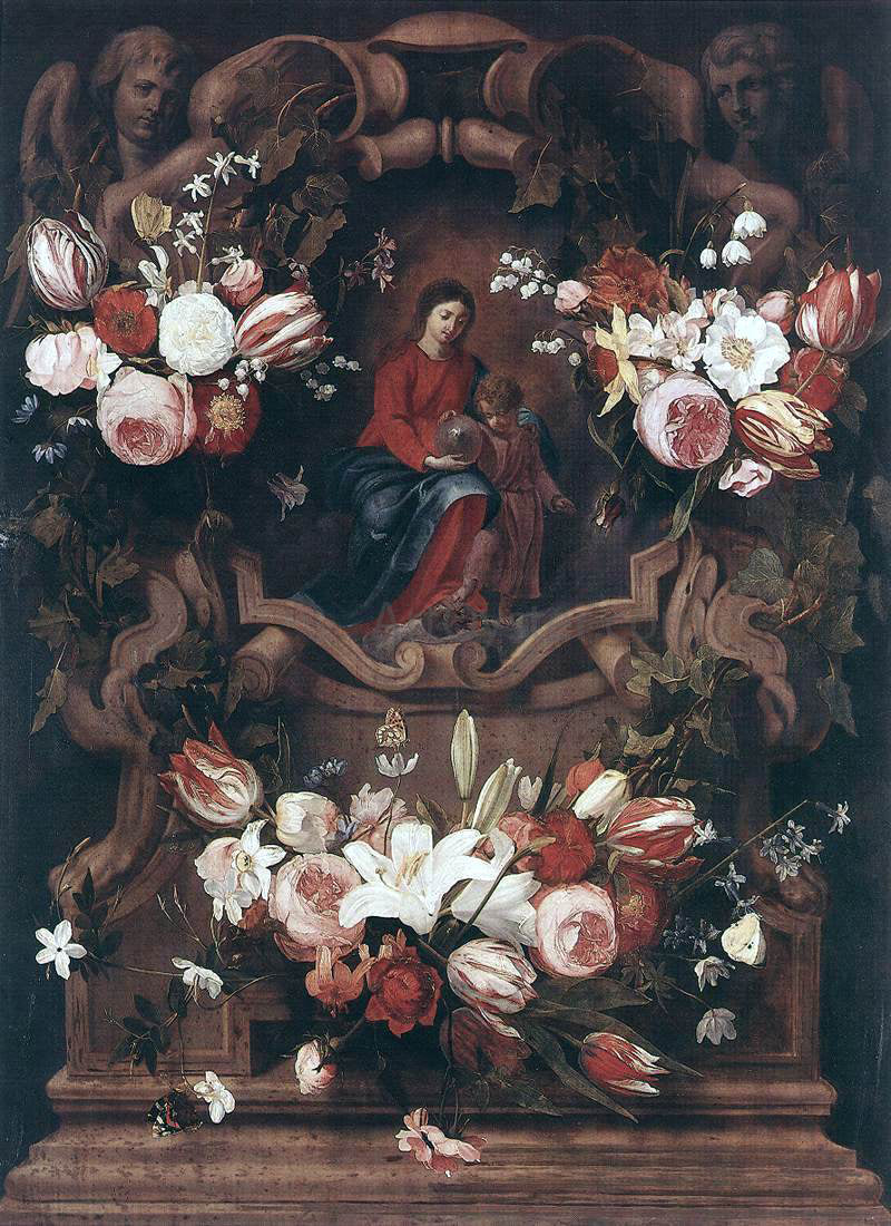  Daniel Seghers Floral Wreath with Madonna and Child - Hand Painted Oil Painting
