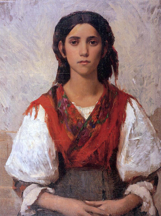  Frank Duveneck Florentine Flower Girl - Hand Painted Oil Painting