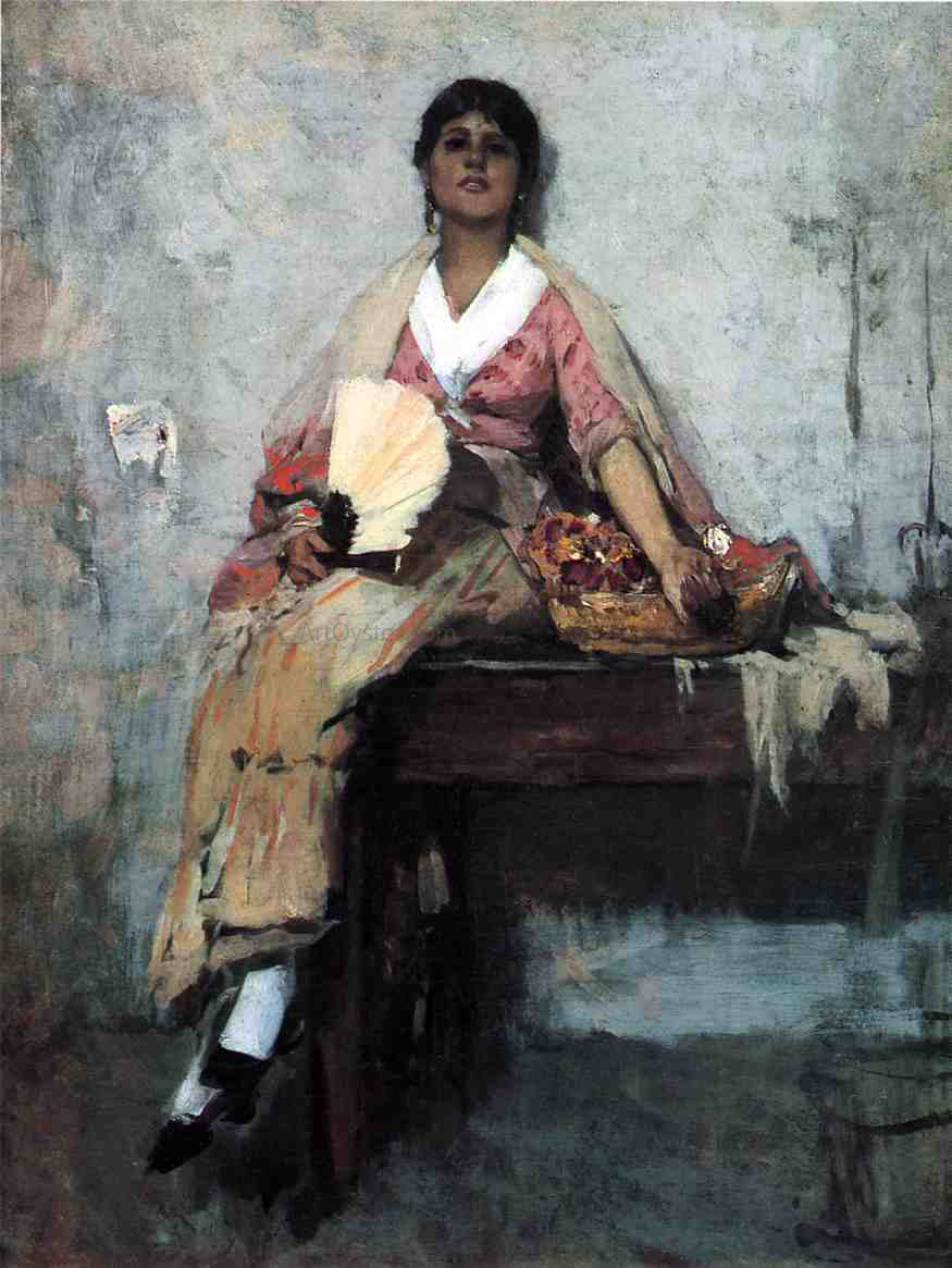  Frank Duveneck Flower Girl - Hand Painted Oil Painting