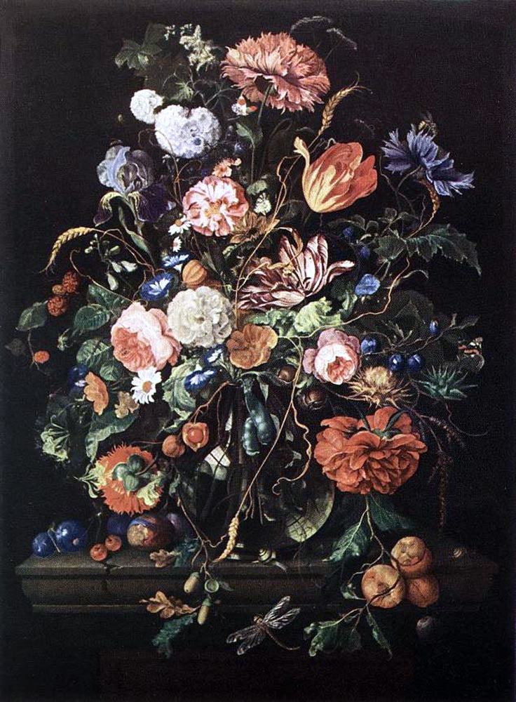  Jan Davidsz De Heem Flowers in Glass and Fruits - Hand Painted Oil Painting