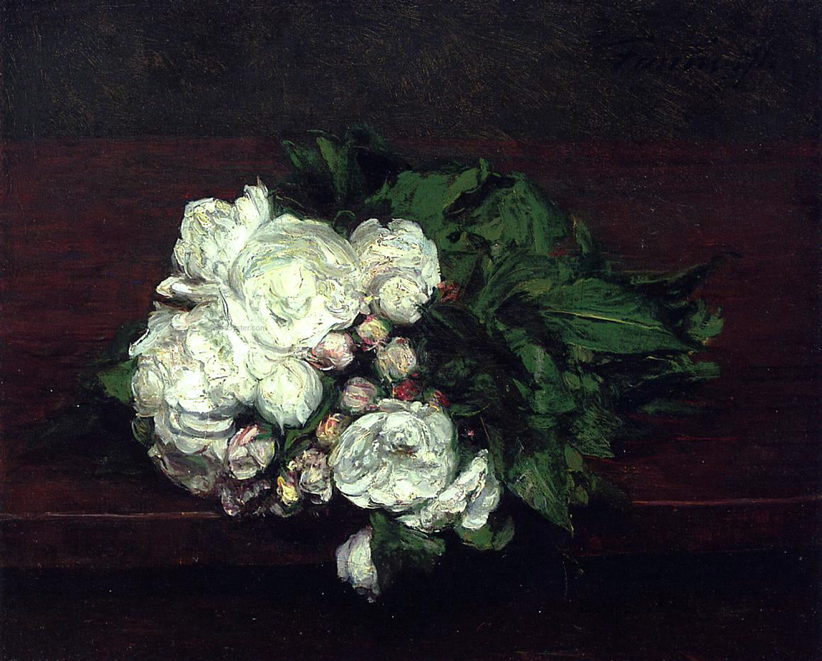  Henri Fantin-Latour Flowers, White Roses - Hand Painted Oil Painting