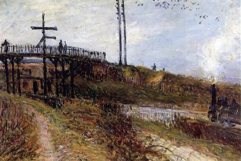  Alfred Sisley Footbridge over the Railroad at Sevres - Hand Painted Oil Painting
