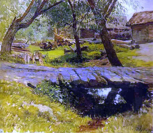  Isaac Ilich Levitan Footbridge, Savvina Sloboda, Study - Hand Painted Oil Painting