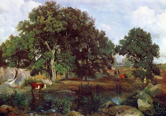  Jean-Baptiste-Camille Corot Forest of Fontainebleau - Hand Painted Oil Painting