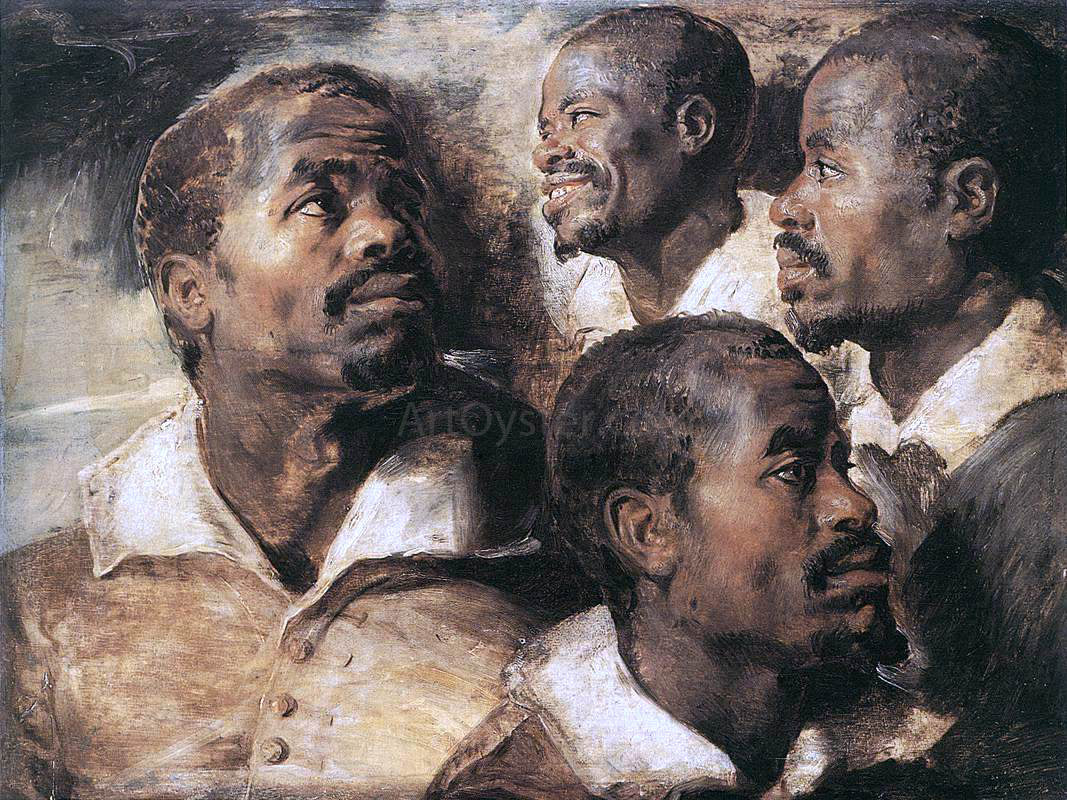  Peter Paul Rubens Four Studies of the Head of a Negro - Hand Painted Oil Painting