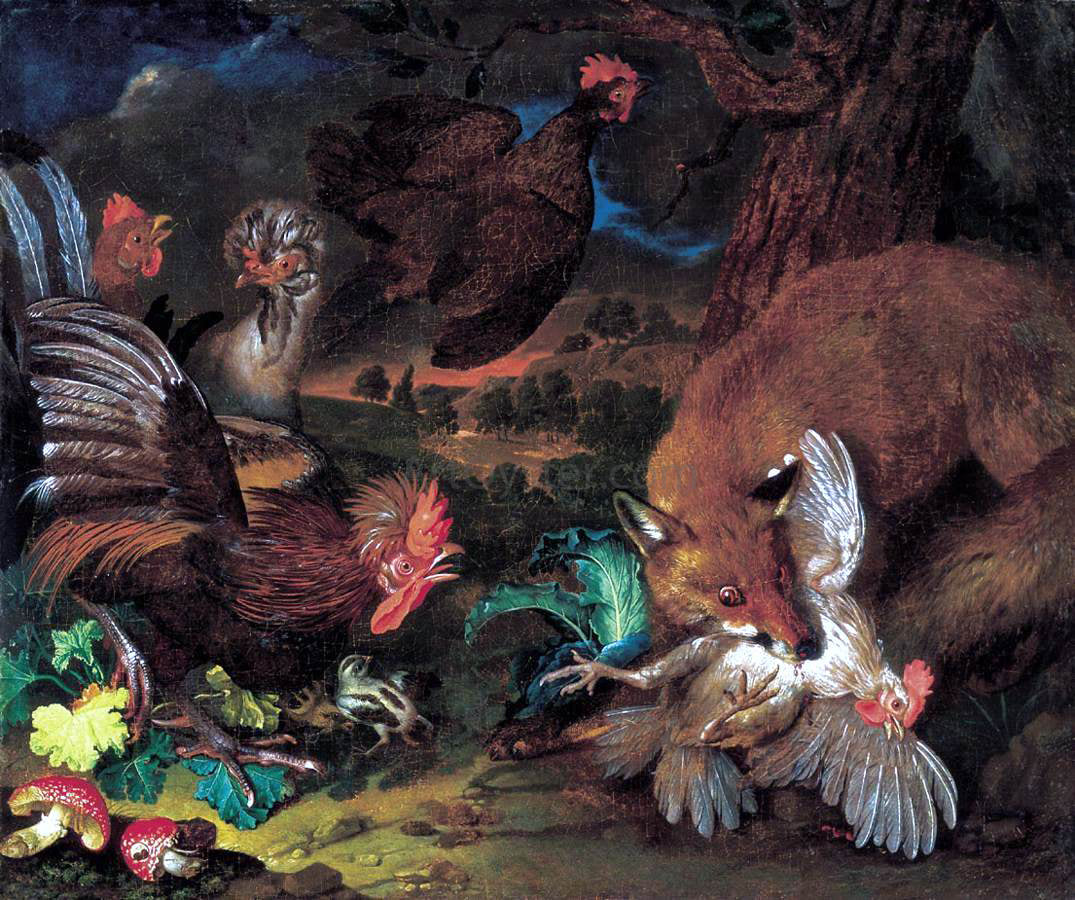  Philipp Ferdinand De Hamilton Fox in the Courtyard - Hand Painted Oil Painting