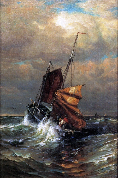  Harry Aiken Chase A French Lugger Reefing Sail - Hand Painted Oil Painting