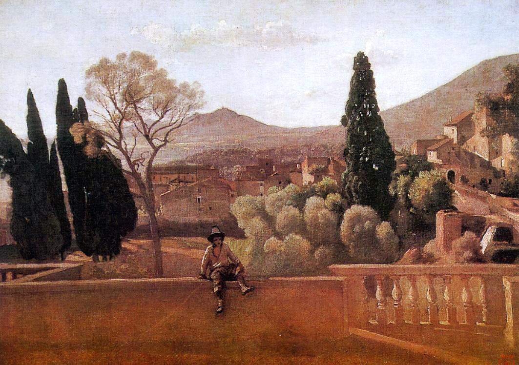  Jean-Baptiste-Camille Corot Gardens of the Villa d'Este at Tivoli - Hand Painted Oil Painting