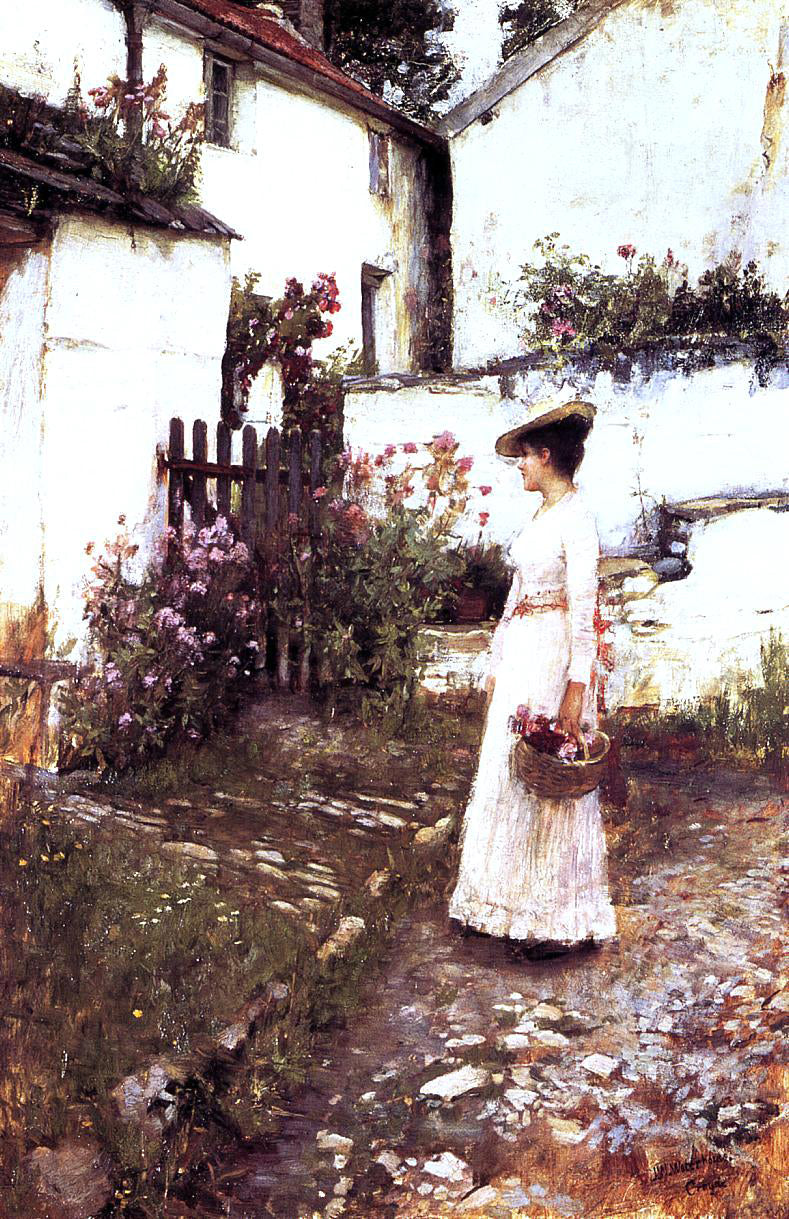  John William Waterhouse Gathering Flowers in a Devonshire Garden - Hand Painted Oil Painting