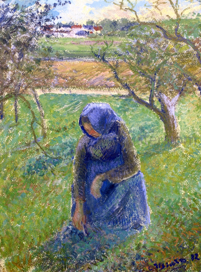  Camille Pissarro Gathering Herbs - Hand Painted Oil Painting