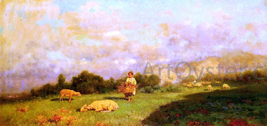  Francesco Lojacono Gathering Sticks - Hand Painted Oil Painting