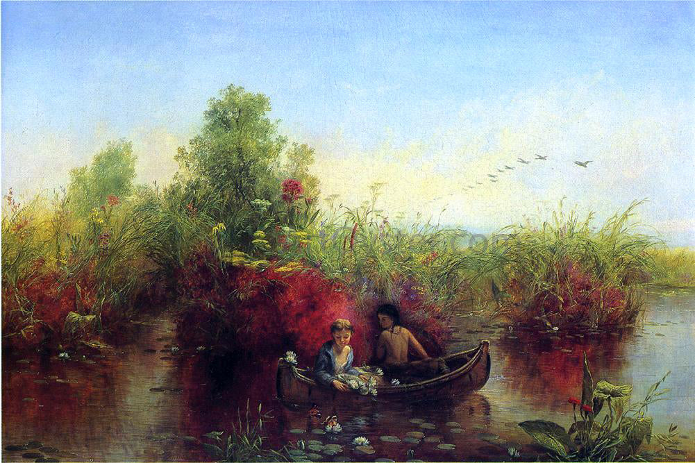  Jerome B. Thompson Gathering Waterlilies - Hand Painted Oil Painting