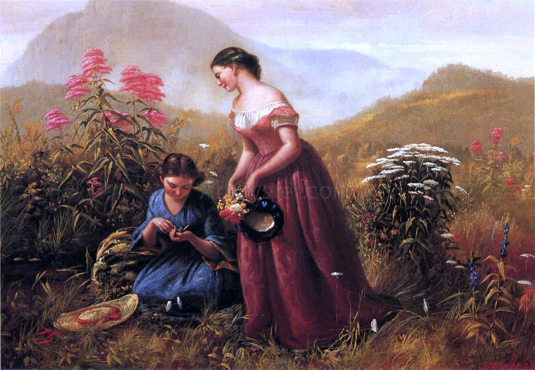  Jerome B. Thompson Gathering Wildflowers - Hand Painted Oil Painting