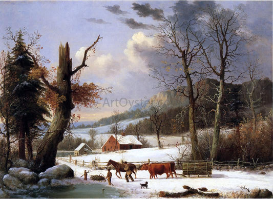  George Henry Durrie Gathering Wood for Winter - Hand Painted Oil Painting