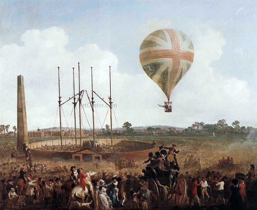  Julius Caesar Ibbetson George Biggins' Ascent in Lunardi' Balloon - Hand Painted Oil Painting