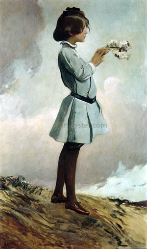  John White Alexander Girl (also known as Boring) - Hand Painted Oil Painting