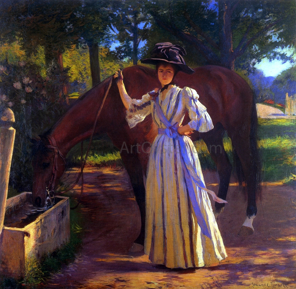  Edmund Tarbell Girl and Horse - Hand Painted Oil Painting