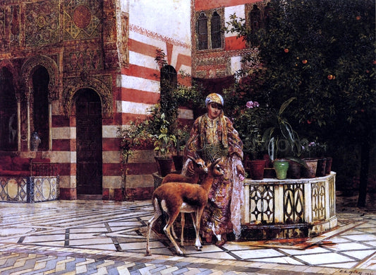  Edwin Lord Weeks Girl in a Moorish Courtyard - Hand Painted Oil Painting