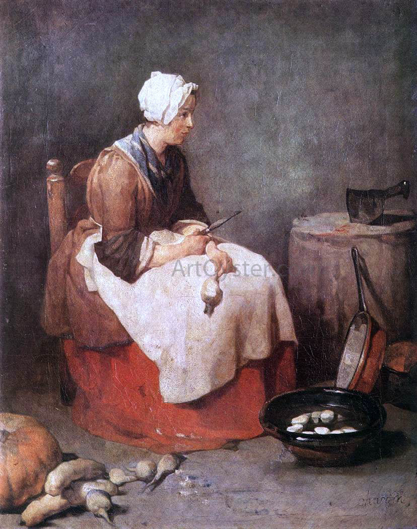  Jean-Baptiste-Simeon Chardin Girl Peeling Vegetables - Hand Painted Oil Painting