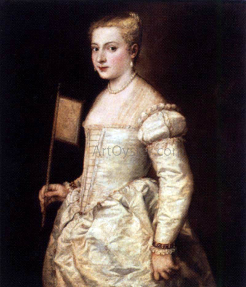  Titian Girl with a Fan - Hand Painted Oil Painting