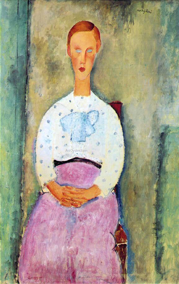  Amedeo Modigliani Girl with a Polka-Dot Blouse - Hand Painted Oil Painting
