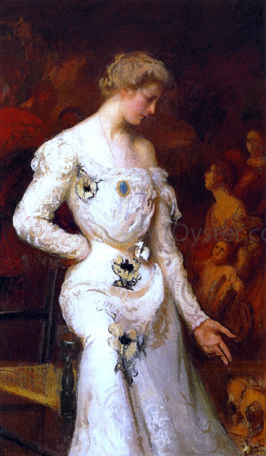  Edmund Tarbell Girl with Dog (also known as Mrs. Stephen Codman and Dog) - Hand Painted Oil Painting