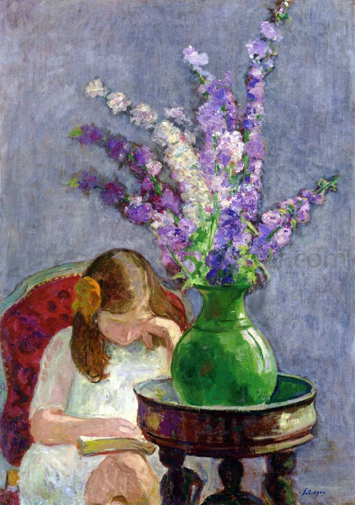  Henri Lebasque Girl with Flowers - Hand Painted Oil Painting
