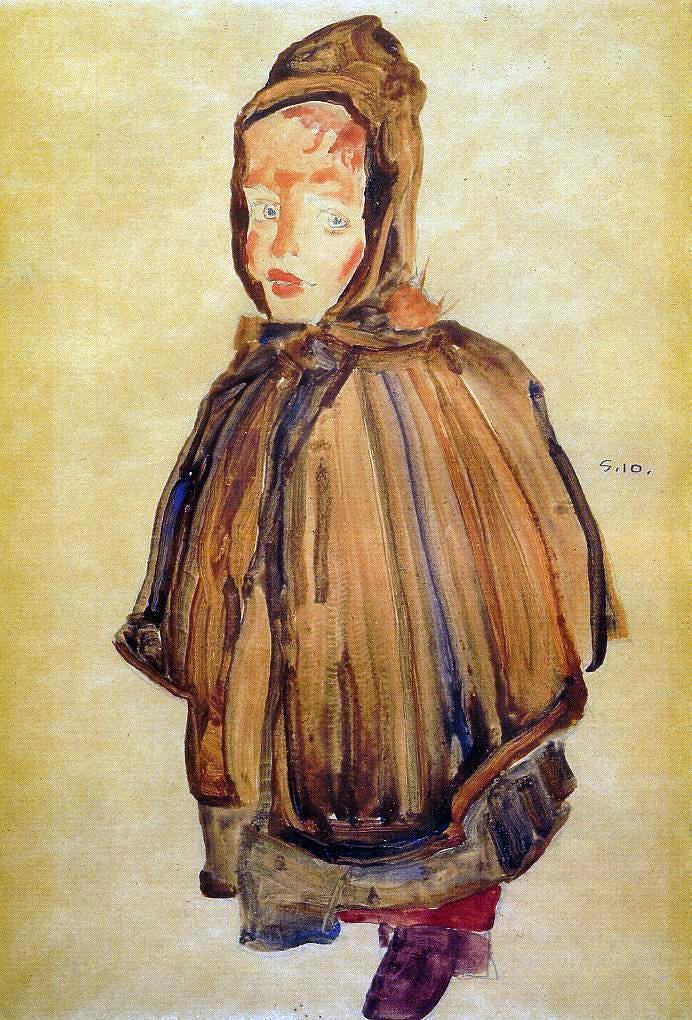  Egon Schiele Girl with Hood - Hand Painted Oil Painting